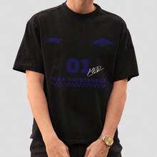 2025 Printed T-Shirt Unisex Premium Cotton Shirt Red Bull Driver - 黑色 - 查看 2