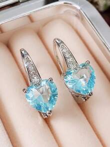 1 对漂亮方晶锆石耳坠，适合女士结婚订婚周年纪念珠宝情人节礼物 - 1# - 查看 11