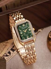1 pezzo/set Orologio al quarzo alla moda con scala a barra e cinturino in acciaio, adatto per teenager, ideale per compleanni, Ognissanti, regali