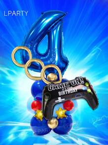 23-teiliges blaues & goldenes Ballon-Set für Gamer-Geburtstag - 32 Zoll blaue Nummer-Luftballons 0-9, Spielkontroller Folien-Luftballons, metallisch goldene lange Luftballons, 5 Zoll goldene Stern-Luftballons, 10 Zoll dunkel- und hellblaue Latex-Luftballons - perfekt für Gaming-Party Dekoration, Videospiel-Themen Geburtstag Dekor, Arcade-inspirierter Hintergrund, Geschwindigkeit & Action Party-Stil