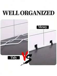 10/20/50pcs Cable Organizer Ties Cord Management Straps, Multi-Functional Cable Ties For Computer Cable Management, Desk Wire Rack, Wire Organizer, Hook And Loop Cable Ties - Black - View 4