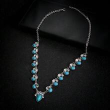 Turquoise Bohemian Style White And Green Flower Necklace - Sku9435 - View 3