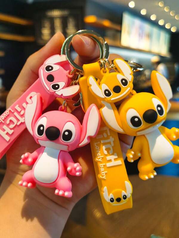 Disney 1pc Cute Cartoon Stitch Keychain, Suitable For Various Bag Decorations, Car Accessories, Key Accessories, And More Gift Souvenir School
