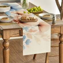 Chinese Ink Poppy Table Runner - Washable Reusable Polyester Decor For Dining Table, Coffee Bar, Zen Decor - Multi-Scenario Design With Artistic Floral Patterns