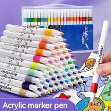 12 stuks acrylverfmarkers - fijne punt, permanente pennen voor hout-, glas-, textiel- en steenbewerking - ergonomisch ontwerp - ideaal voor volwassenen en studenten - perfect als verjaardags- en kerstcadeau, voor de start van het nieuwe schooljaar