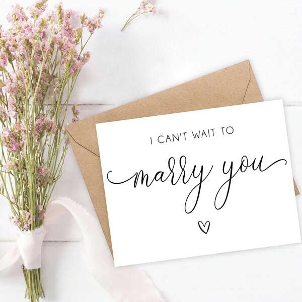 Conjunto de 5 piezas "No puedo esperar a casarme contigo" - Tarjeta de boda de la novia al novio - Carta de la esposa al esposo - Regalo de amor para él - Regalo para el prometido - Votos