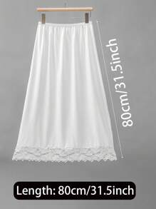 3 Pieces/2 Pieces/1 Piece, Multi Specification, Multi-Color, Solid Color, Spring And Summer Styles, Anti Transparency And Anti Light Medium Long Skirt, Inner Lining Skirt, Lace Bottom, Anti-Static Skirt, Elastic Waistband Suitable For Slightly Overweight Girls, Suitable For Daily Wear Summer, School Fall, Autumn, Halloween