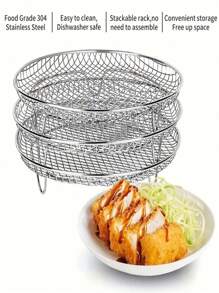 Juego de accesorios para freidora de aire de acero inoxidable - Apilable, apto para lavavajillas para hornos y freidoras, perfecto para hornear saludable en vacaciones