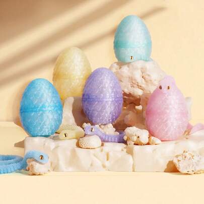 2pcs/Set 3D Printed Gradient Semi-Transparent Crystal Snake Egg Decor Kit, Home Office Desktop And Car Decoration, Gift For Christmas, Halloween, Easter, Thanksgiving, New Year And Various Other Holidays!