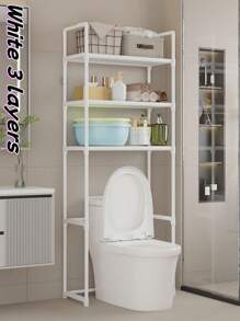 1 Pc New 2-3 Tier Toilet Storage Rack, Bathroom Slim Shelf, Multi-Layer Storage Rack, Space Saving Bathroom Shelf, Can Be Installed Behind The Toilet