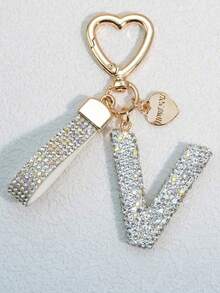 字母首字母钥匙扣可爱蝴蝶钥匙链环钱包包背包挂饰耳塞套保护套配饰女士女孩礼物汽车配饰包饰学校 - 銀色 - 查看 25