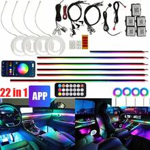 6/10/14/18/22 In 1 Car Interior Symphony RGB LED Ambient Light Stripes Atmosphere Lighting DIY Acrylic Guide Fiber Optic Light Music Sync APP/Remote Control - 22 In 1 Kit - View 2