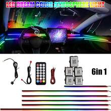 6/10/14/18/22 In 1 Car Interior Symphony RGB LED Ambient Light Stripes Atmosphere Lighting DIY Acrylic Guide Fiber Optic Light Music Sync APP/Remote Control - 6 In 1 Kit - View 1