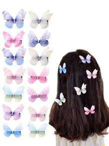 10 pièces - épingle à cheveux papillon, décorations de papillon pastel doux et assortis, épingle à cheveux élégante pour franges, ornement de cheveux pour dames, pince à cheveux unique, papillons en tissu 3D de simulation pour projets DIY, décoration d'art et accessoires photo, décorations de fête, décorations d'anniversaire, décorations d'été