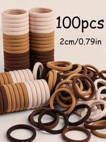 100pcs Solid Color Synthetic Fiber Casual Ponytail Holders, Fashion Accessories, For Women, All Season