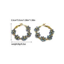 1 Pair Boho Stainless Steel Gold Plated Colorful Flower Earrings, Suitable For Women Daily/Beach/Party/Festival