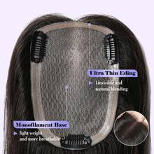 Human Hair Toppers For Women Real Human Hair Mono Top Hair Pieces For Thinning Hair Upgrade 8*12 Cm Top Silk Lace Base Clip In Extensions - SNatural - View 3