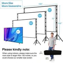 GAINVANE Hot Selling Items In The Middle EastPortable Projector Screen, 16:9 4K HD Wrinkle-Free Polyester Matte Screen With 160° Viewing Angle, Supports Front & Rear Projection, Lightweight And Easy To Assemble - White - View 4