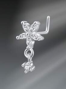 CIZME 1PC Nose Studs For Women Nose Rings Studs Nostril Nose Piercing Jewelry L Shaped Nose Studs Nose Rings Stainless Steel Y2K Silver Gold White Pink L Shape Nose Screw Nose Studs Heart Flower Crown Leaf Nose Stud