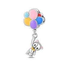 1 pieza Colgante de plata con plateado de la serie del parque de atracciones del circo, que incluye un lindo péndulo de noria, carrusel, mono, globo aerostático, oso, ardilla y payaso, adecuado para pulseras DIY y joyería de mujer