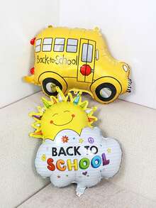 1 件/2 件开学气球套装，包含云朵和巴士主题气球，适用于开学第一天教室装饰、欢迎返校派对、生日派对、拍照道具、室内和室外装饰