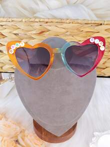 1 PC Personalized Name Sunglasses, Custom Sunglasses For Woman, Heart Shaped Sunglasses Personalized Name Glasses, Bridesmaid Glasses, Newlyweds Glasses, Bridal Sunglasses, Wedding Glasses - Random Colored Letters - View 6