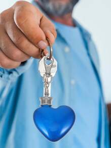 1 Pc Stainless Steel Silver Heart Shaped Travel Water Bottle, Key Chain Detachable Dispenser, Ideal For Travel, Picnic, Restaurant, Party, Birthday Gift