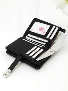 MINGYOU Women Short Super Soft PU Large Capacity Wallet, Multi-Function Multi-Layer Wallet, Exquisite Magnetic Snap Closure, Multi-Card Slots Handbag, Zipper Coin Purse Card Holder, Soft & Lightweight Convenient Handbag For Party, Date, Holiday Gift - Black - View 5