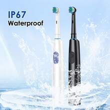 Black/White Rotating Electric Toothbrush, Fully Automatic Teeth Cleaner For Adults With 3D Cleaning Vibration, Rotating, Pulsing, Timing, 5 Modes (Whitening, Cleaning, Sensitive, Polishing, And Massage) With 4 Replacement Soft Brush Heads And Type-C Charging Cable(600mAh) - màu đen - Xem 8