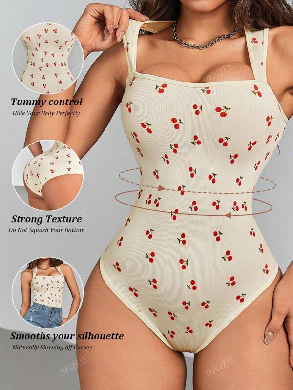 Bodys para mujer Sexy con costillas, tirantes, cuello cuadrado, sin mangas, control de abdomen, tops tipo body