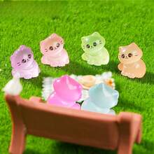 6/12/24 szt. Świecące miniaturowe żywiczne figurki kotów, małe, malutkie figurki kotów do ukrycia, świecące w ciemności, miniaturowe figurki do dekoracji krajobrazu mikro ogrodu, rękodzieło, upominki na przyjęcie, zabawki (losowy kolor)