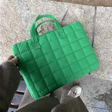 YOONI 1PC Ins Style Minimalist And High-End Plaid Computer Bag, Solid Color IPad Protective Handbag Suitable For Students And Office Workers