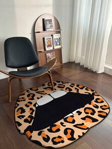 1pc Novelty Leopard Print Lip Velvet Area Rug, Living Room Carpet, Bedroom Carpet, Entryway Carpet, Kitchen Carpet, Bathroom Carpet, Study Carpet - Multicolor - View 2