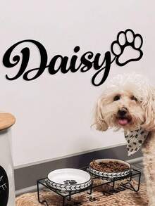 1件定制爪印金属铭牌，可个性化定制，适用于宠物家居装饰、送给狗爸狗妈的生日礼物、宠物纪念礼物、金属狗狗墙饰，室内外皆宜，可用于客厅、花园、露台等场所。 - 黑色 - 查看 2