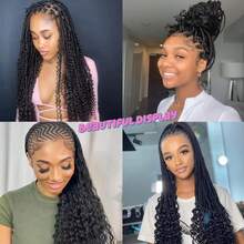 Water Wave Bulk Human Hair For Braiding No Weft Wet And Wavy Human Braiding Hair For Boho Braids 110g 14-28Inch Natural Color ( No Weft 2 Bundles/Pack) - Natural Black - 查看 6