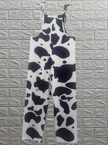 Women's Casual Cow Print Sleeveless Jumpsuit, Summer