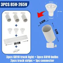 (套装) GU10轨道灯 吸顶嵌入式射灯 180°可旋转金属铝+PC泛光灯 黑色/白色 AC85-265V 适用于卧室/书房/客厅/衣橱/展示柜/展厅/商店/画廊/走廊/餐厅/服装店/酒吧 (产品套装包含轨道及连接配件) - 軌道燈GU10燈頭 - 查看 22