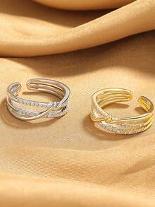 1 chiếc nhẫn thời trang, thanh lịch, đa năng, tối giản, thiết kế độc đáo, sang trọng, kiểu đan chéo, phù hợp để đeo hàng ngày. - Bạc - Xem 4