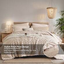 7-Piece Cozy Tufted Comforter Set For King - Soft Microfiber, Lightweight, Breathable - Twin/Full/Queen/King, And Bed In A Bag, Suitable For All Seasons, Comes With Comforter, Flat Sheet, Fitted Sheet , PillowSham And Pillowcases, Ideal Gift,Room Decro - 卡其色-03 - 查看 2