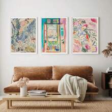 1PC Optional Frame Henri Matisse Exhibition Abstract Colorful Landscape Posters Prints Canvas Painting Wall Art Pictures For Living Room Home Decor Reusable Frame ﻿