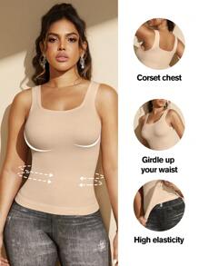 1pc Women Seamless Slimming Waist Shaping Undershirt, White