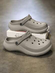 Men's Soft Bottom Clogs, Slip-On Breathable Comfortable Casual Beach Sandals For Summer - Grey - View 7