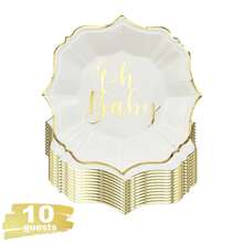10个/30个装 OhBaby 纸盘，扇形边，7英寸甜点盘，生日派对盘 - Oh Baby - 查看 8