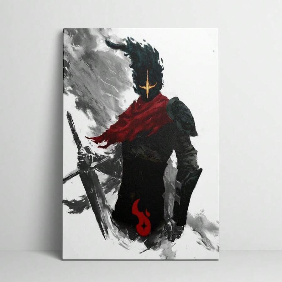 1 Pc Canvas Painting,Knight, Helmet, Red Scarf, Sword, Armor, Abstract Art, Canvas Print ,Wood Framed Painting (1) Thickness 2.5 Cm/ 1 Inch-Home Decoration For All Occasions,Ideal New Year, Valentine's Day,Thanksgiving,Easter,Christmas Gift,Room Decoration Aesthetic,Wall Decoration Art,Perfect Gift,Autumn And Winter Wall Decoration,Living Room Decoration, Bedroom Decoration, Kitchen Decoration, Entry Decoration, Bathroom Decoration, Direct Wall Painting, High Quality Wall Painting Poster,Modern Home Decoration Stretched And Framed Ready To Hang - Black - View 1