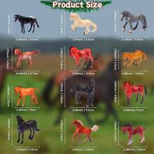 12pcs Mini World Famous Horse Figure Toys With Corral Fence Panel Accessory Playset, Realistic Horses Decorative Toys Set, Hand-Painted Pony Animals Educational Toy, Cake Toppers/Christmas Decor/Birthday Gifts For Boys & Girls - Multicolor - View 6