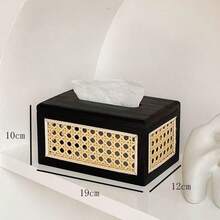 Vintage Rattan Desktop Paper Towel Holder Box, Home Dining Table, Bedroom, Living Room, Lightweight Luxury Tissue Box - Multicolor - View 8