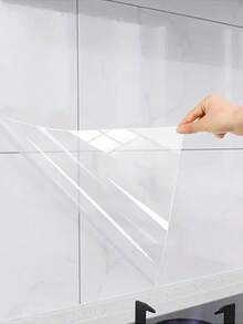 PVC Waterproof & Oil-Resistant Wallpaper, Self-Adhesive Transparent Wall Protection Film, Removable Backing, Suitable For Bathroom, Kitchen, Living Room, Bedroom - Clear - View 3