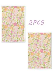 2 Pcs Floral Pattern Kitchen Towels, Farmhouse Decor Dish Towels, Hand Towels, Tea Towels For Kitchen, Dining Room, Dining Table