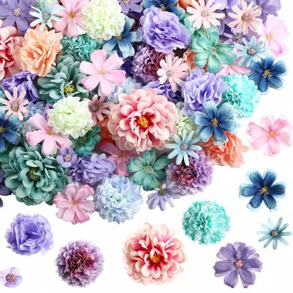 1 Set Of 30pcs Artificial Flowers Assortment, Suitable For DIY Wedding Bouquets, Floral Decoration For Hats, Hawaii Style, Mother's Day Gifts, Home Decor, Hanging Floral Curtains, Wedding Arch, Doorways, Spring/Summer Flower Ornaments, Mixed Style Package For Shooting Props