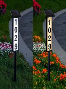 Solar-Powered Courtyard House Number Plate, Ground-Mounted Lawn Lamp House Number Plate Lamp. It Has A Waterproof Function, With A Capacity Of 1200 Milliamps. It Is Easy To Install And Has An Intelligent Light Sensing Function. Equipped With LED Lights, It Provides A Clear And Eye-Catching Navigation At Night. It Is Suitable For Courtyards, Villas, Gardens And Paths.